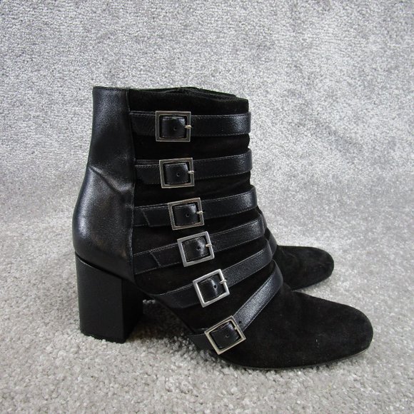 Saint Laurent Booties Womens 38 Eu 7.5 Us Babies Buckle Black Suede Leather Boot - Picture 1 of 6